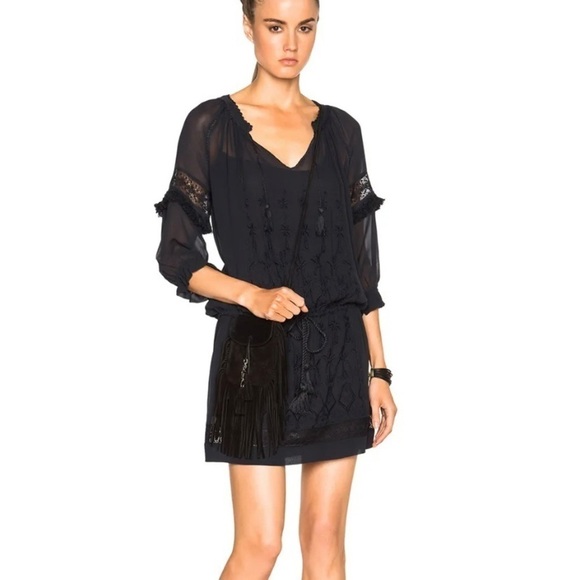 Ulla Johnson Frances Embroidered Silk Mini Dress in Navy, Size 2 - Picture 15 of 15